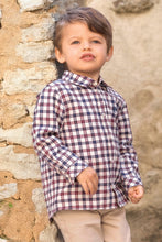 Carica l'immagine nel visualizzatore di Gallery, Camicia neonato madreperla in cotone a scacchi