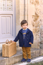 Carica l'immagine nel visualizzatore di Gallery, Cappotto neonato blu navy in lana