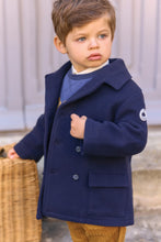 Carica l'immagine nel visualizzatore di Gallery, Cappotto neonato blu navy in lana