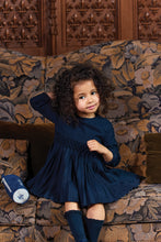 Carica l'immagine nel visualizzatore di Gallery, Abito neonata blu navy girocollo
