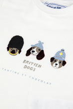 Carica l'immagine nel visualizzatore di Gallery, Maglietta neonato girocollo con stampa cani british in cotone