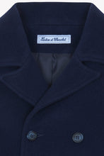 Carica l'immagine nel visualizzatore di Gallery, Cappotto neonato blu navy in lana