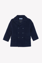 Carica l'immagine nel visualizzatore di Gallery, Cappotto neonato blu navy in lana
