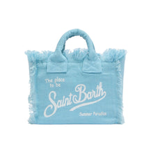 Carica l'immagine nel visualizzatore di Gallery, BORSA MINI VANITY IN LINO AZZURRO