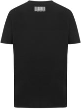 Carica l'immagine nel visualizzatore di Gallery, T-shirt nera in cotone per bambino con logo bianco rovesciato stampato sul fronte