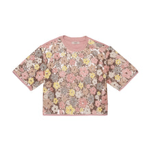 Carica l'immagine nel visualizzatore di Gallery, T-shirt girocollo con paillettes floreali
