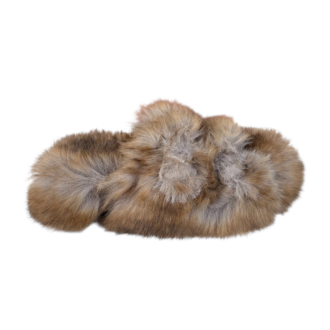 Slippers birky in pelliccia marrone melange
