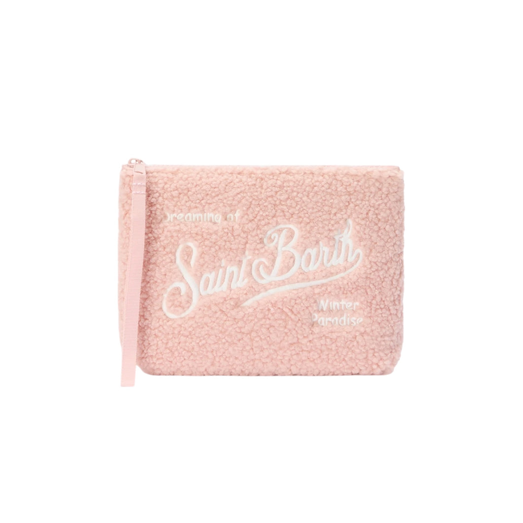 POCHETTE ALINE TEDDY IN SHERPA ROSA