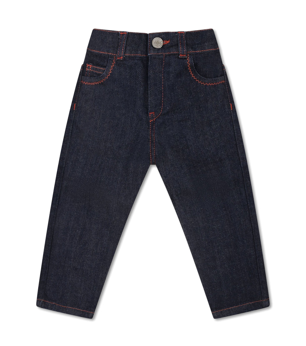 Jeans neonato con ricamo