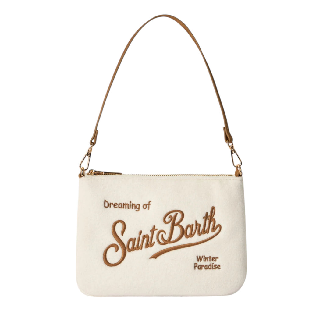 Pouch bianca Mini Parisienne con ricamo Saint Barth