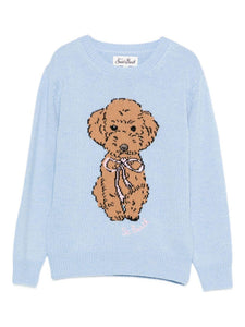 Maglione azzurro poodle bow