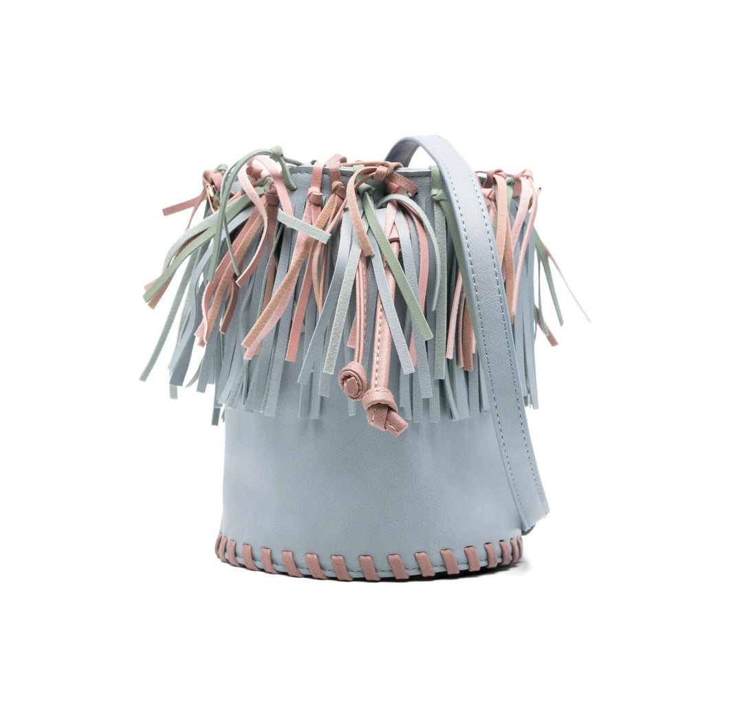 Borsa a secchiello con frange