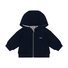 Carica l'immagine nel visualizzatore di Gallery, Felpa blu con zip e cappuccio neonato

