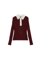 Carica l'immagine nel visualizzatore di Gallery, Pullover a costine con colletto contrasto
