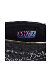 Carica l&#39;immagine nel visualizzatore di Gallery, MC2 SAINT BARTH POCHETTE PARISIENNE IN TWEED NERA CON TRACOLLA
