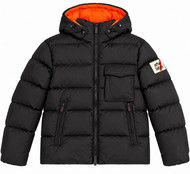 Giubbino bomber nero con interno arancione