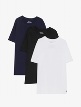 Carica l'immagine nel visualizzatore di Gallery, Set 3 t-shirt girocollo in 3 colori - bianco, blu e nero

