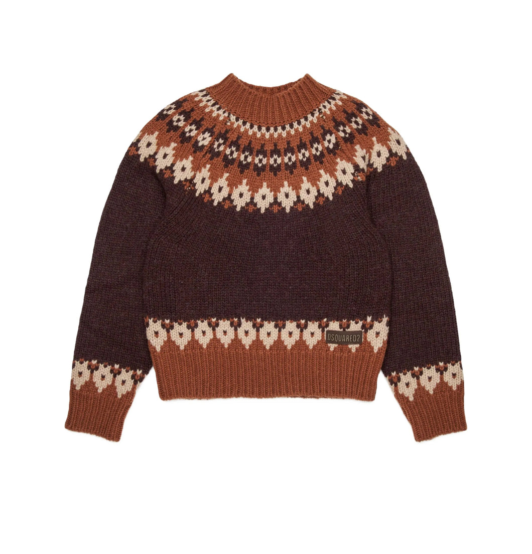 Maglione con motivo a intarsio