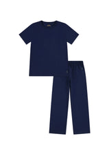 Carica l'immagine nel visualizzatore di Gallery, Set pigiama blu con pantalone lungo
