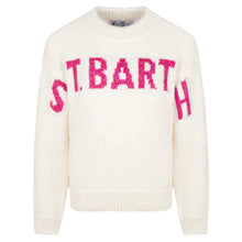 Carica l&#39;immagine nel visualizzatore di Gallery, Maglione girocollo rosa da bambina Danya con logo Saint Barth in lurex
