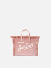 Carica l'immagine nel visualizzatore di Gallery, BORSA MINI VANITY ROSA IN VELLUTO CON RICAMO LOGO
