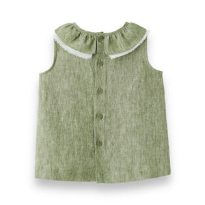 Camicia in lino melange verde salvia