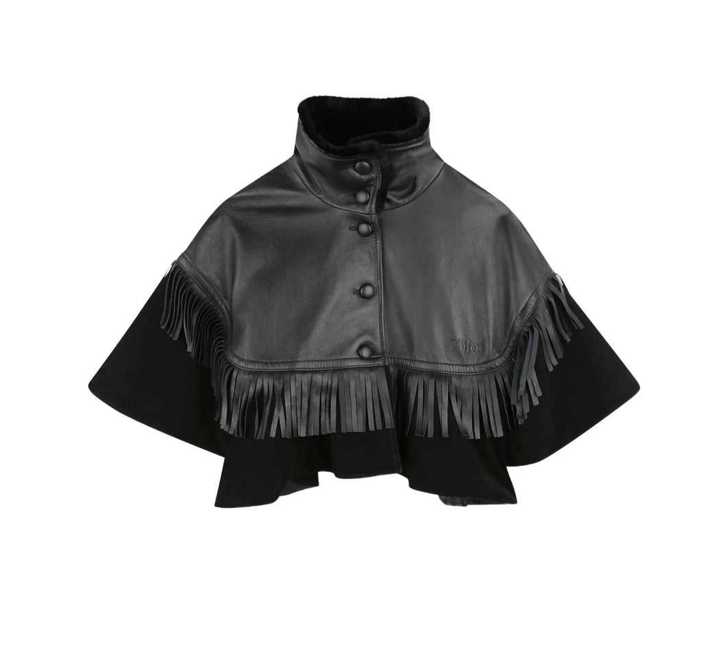 Giacca cropped in pelle