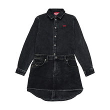 Carica l&#39;immagine nel visualizzatore di Gallery, Abito camicia in denim con gonna removibile
