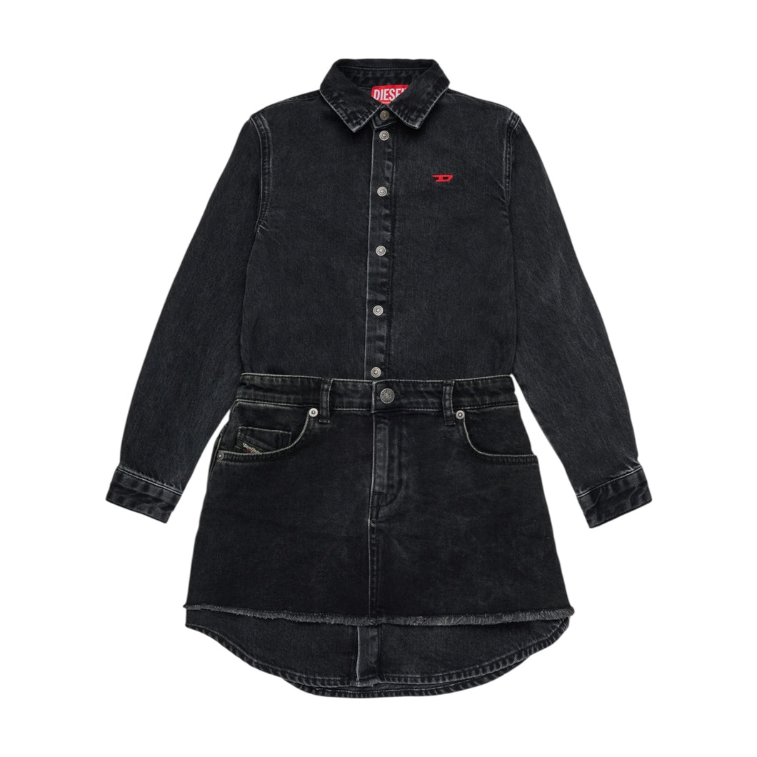 Abito camicia in denim con gonna removibile