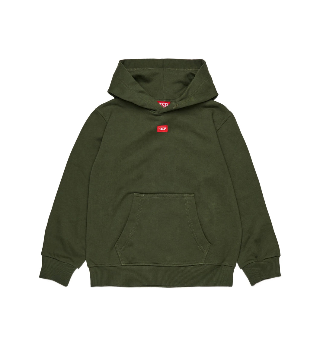 Felpa verde con cappuccio
