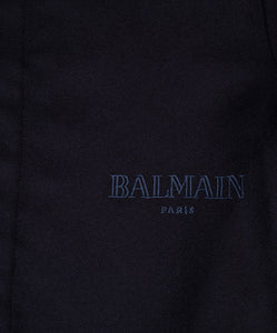Camicia blu con logo ricamato