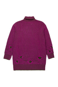 Maxi maglione a coste con rotture