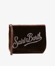 Carica l'immagine nel visualizzatore di Gallery, Pochette Aline in velluto con logo strass
