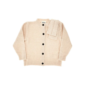 Cardigan in maglia bouclè con fiocco