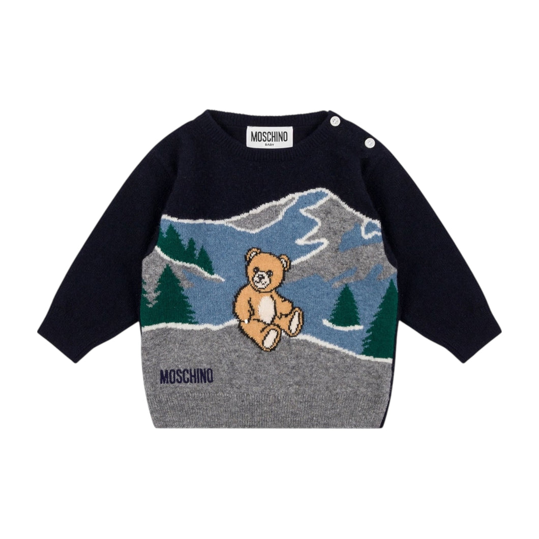 Maglione blu a fantasia