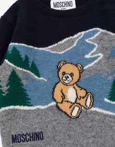 Maglione blu a fantasia