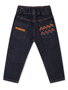 Jeans neonato con ricamo