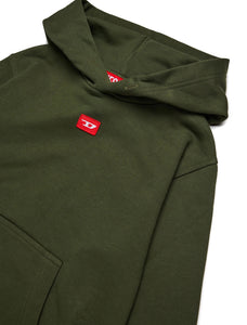 Felpa verde con cappuccio