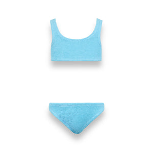 Bikini classico crinkle da bambina azzurro Baker