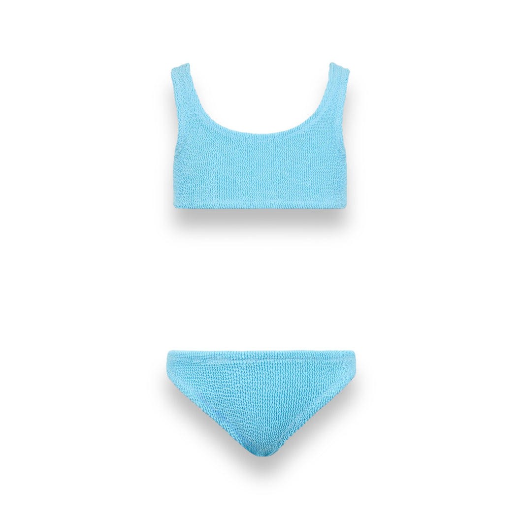 Bikini classico crinkle da bambina azzurro Baker