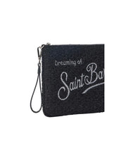 Carica l&#39;immagine nel visualizzatore di Gallery, MC2 SAINT BARTH POCHETTE PARISIENNE IN TWEED NERA CON TRACOLLA
