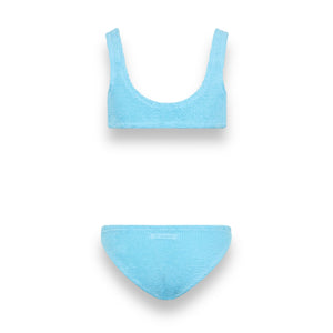 Bikini classico crinkle da bambina azzurro Baker