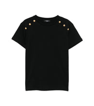 Carica l&#39;immagine nel visualizzatore di Gallery, T-shirt nera con bottoni oro
