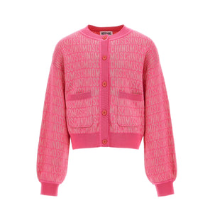 Cardigan rosa con logo monogram