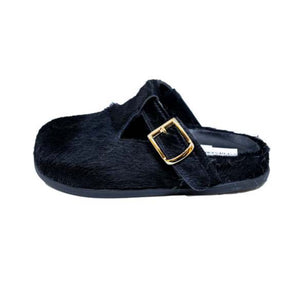 Slippers Mary Jane in cavallino nero