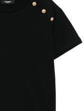 Carica l&#39;immagine nel visualizzatore di Gallery, T-shirt nera con bottoni oro
