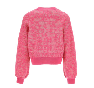 Cardigan rosa con logo monogram