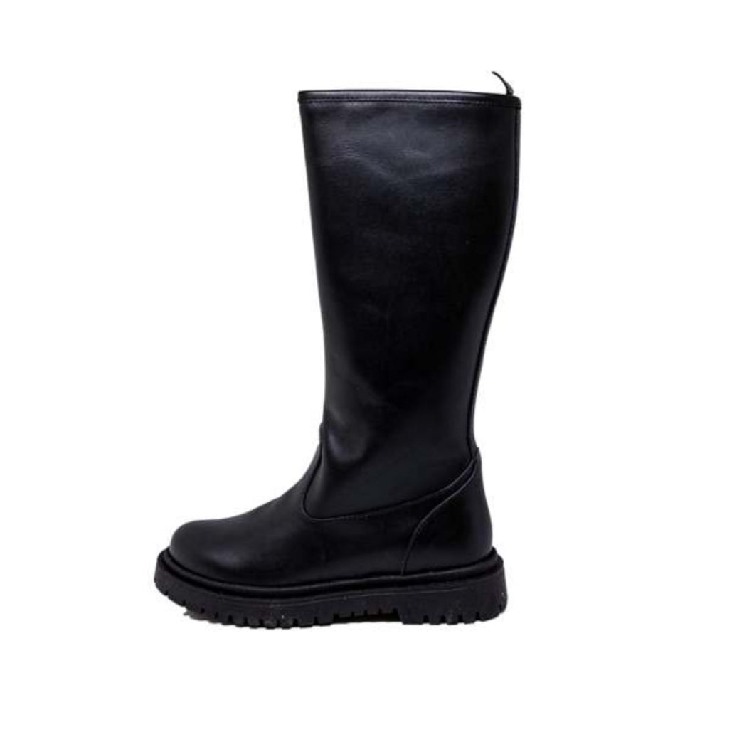 Stivale alto in pelle nera