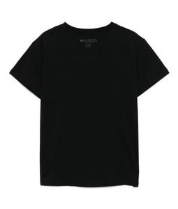 T-shirt nera con bottoni oro