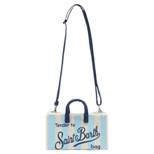 Carica l&#39;immagine nel visualizzatore di Gallery, PHONE BAG IN CANVAS DI COTONE CON STAMPA A RIGHE AZZURRE
